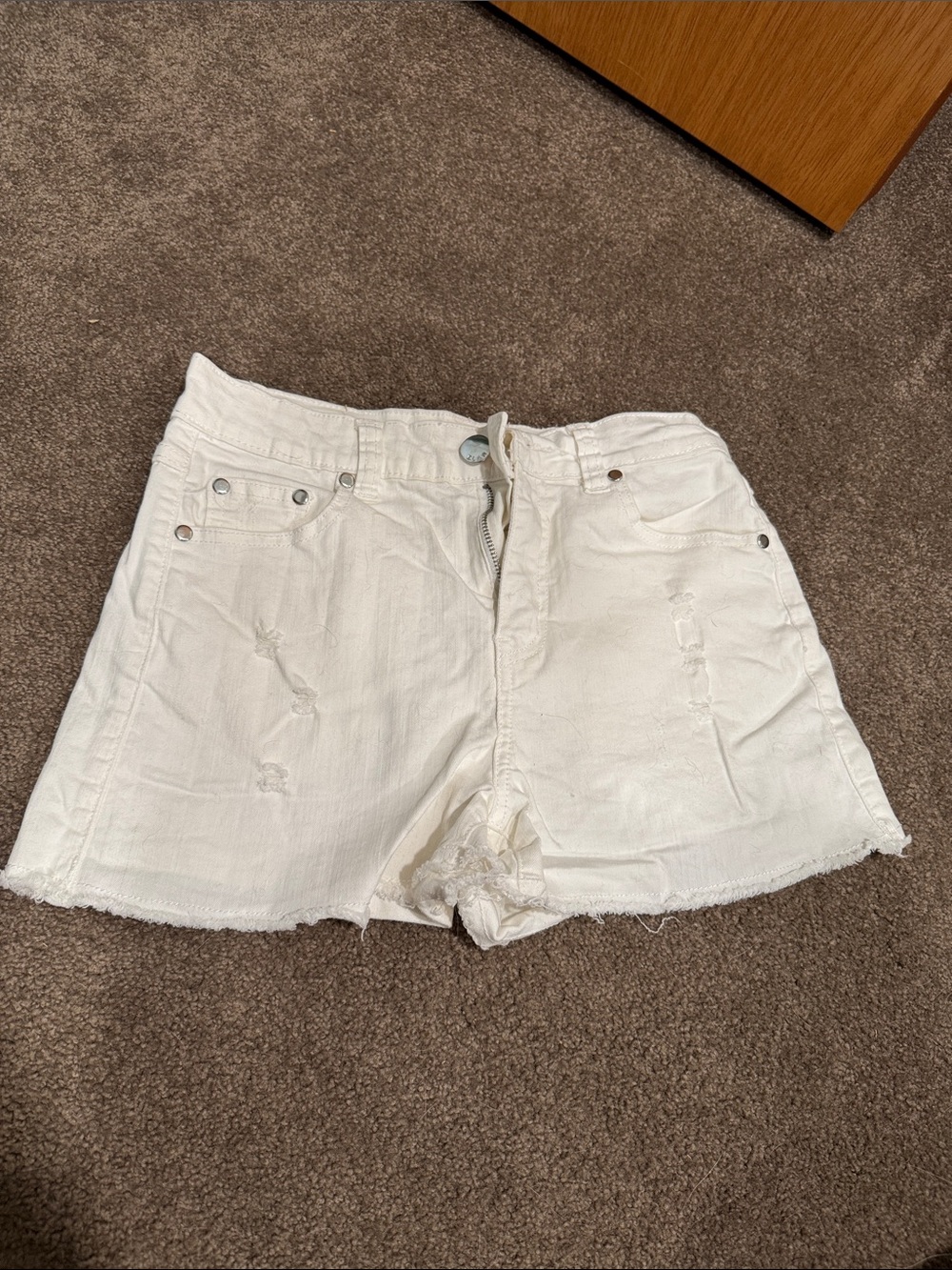 Elan White Distressed Jean Shorts